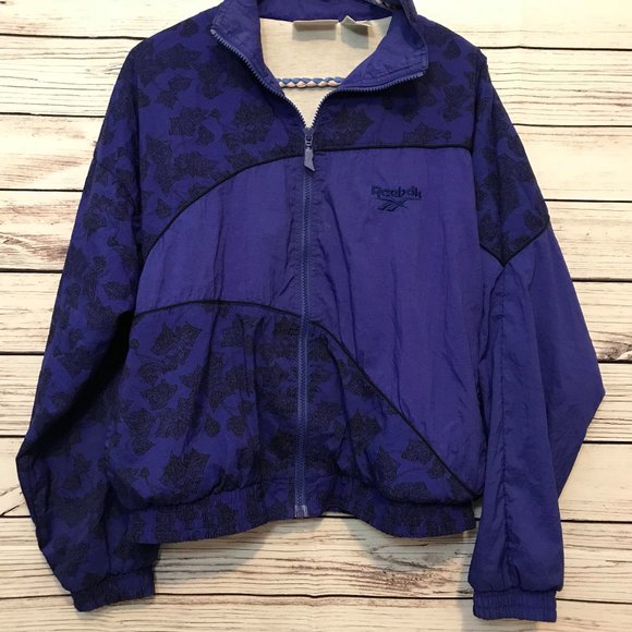 Vintage REEBOK Purple Leaves Windbreaker Jacket - Picture 6 of 9